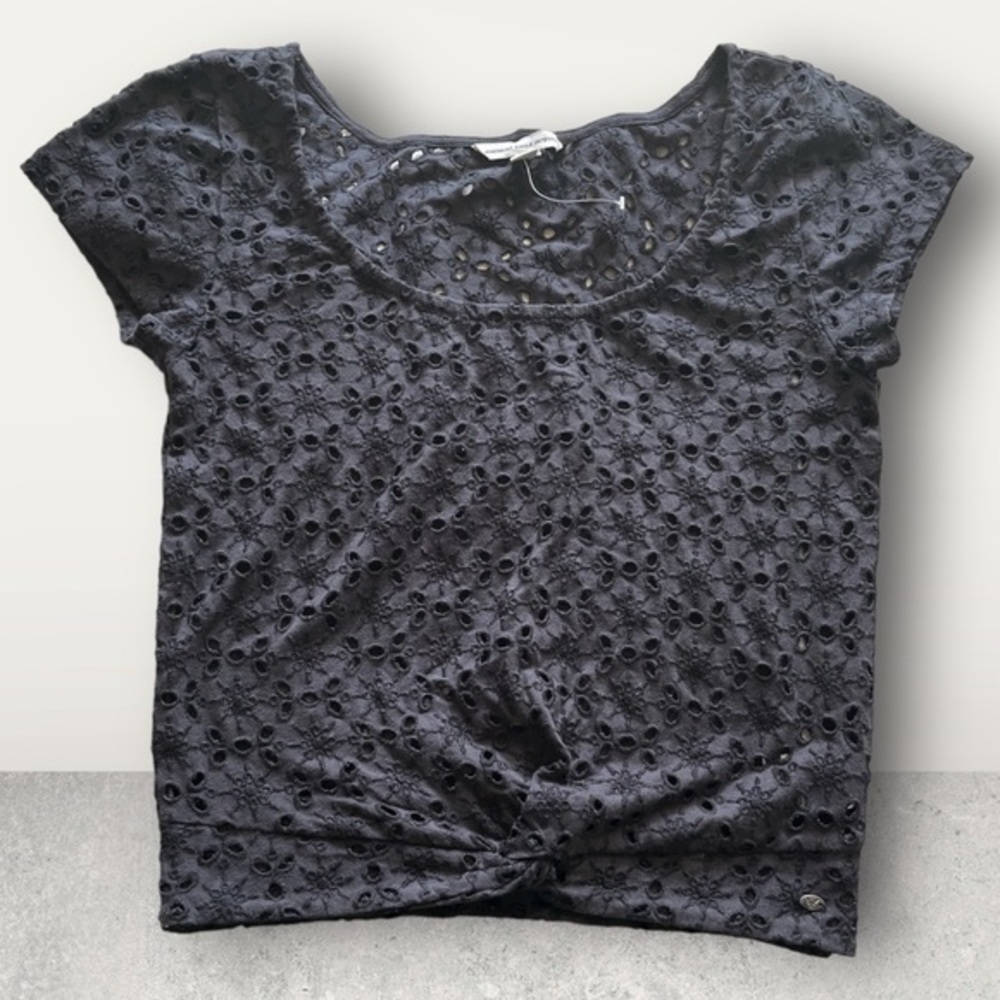 short sleeve shirt crop top scoop neck - Size XS